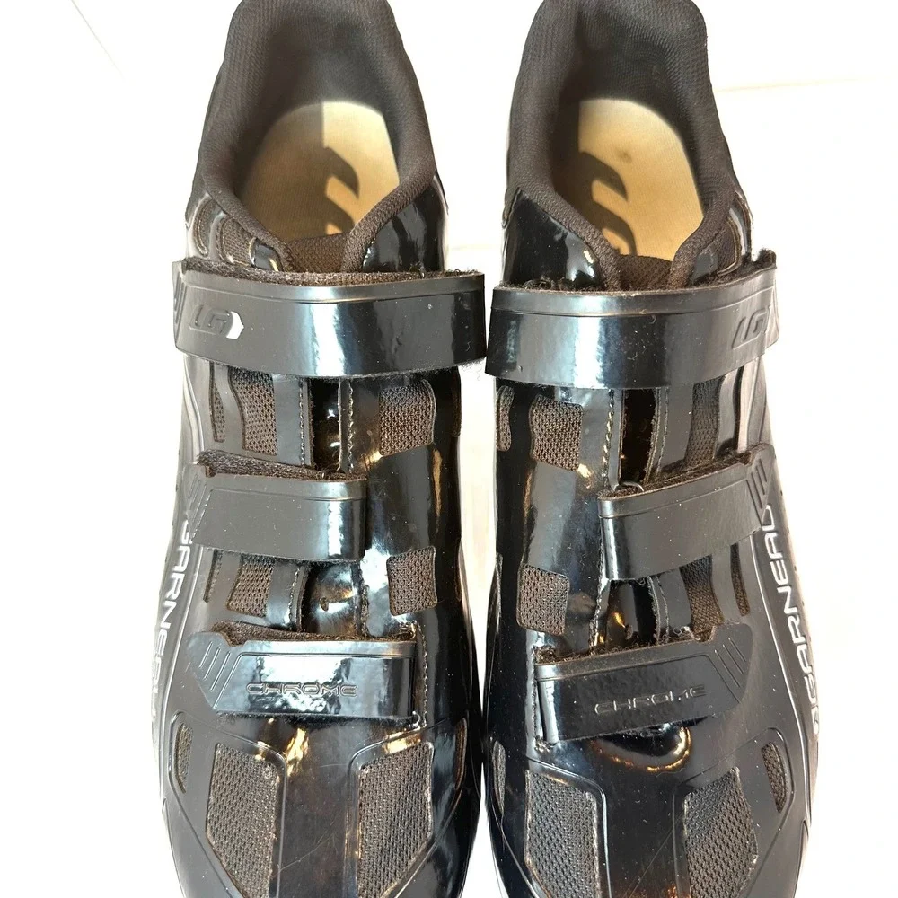 Louis Garneau Chrome Men Black Road Cycling Shoes HRS-80 Triple Strap Sz 14-14.5